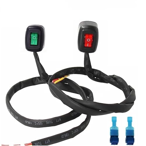 Switian 2er Set Wippschalter SPST Ein/Aus 12V/10A 24V/5A - Wasserdichter LED-Druckschalter mit Selbstklebefolie für Auto, Boot, LKW (Rote/Grüne Beleuchtung) von Switian