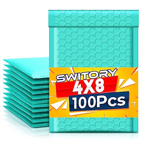 Switory 100 Stück Versandtaschen Haftklebend 4X7"+1.57" Blaugrün von Switory