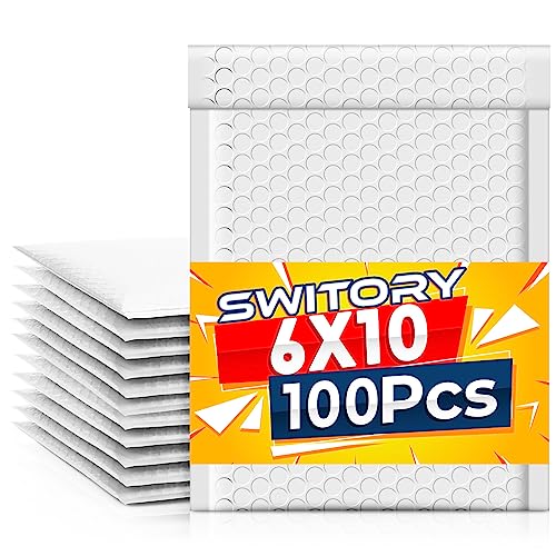 Switory 100 Stück Versandtaschen Haftklebend 6X9"+1.57" Weiß von Switory