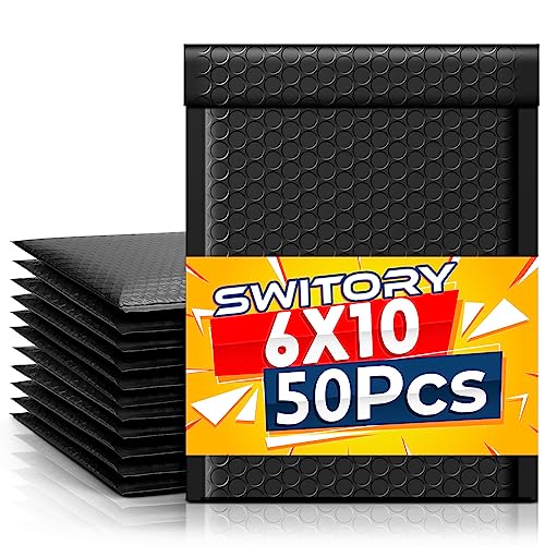 Switory 50 Stück A5 15,3 cm x 26,9cm Poly Bubble Mailer Gepolsterte Umschläge Bubble Lined Poly Mailer Selbstversiegelnde Blaugrün für die Verpackung Schwarz von Switory