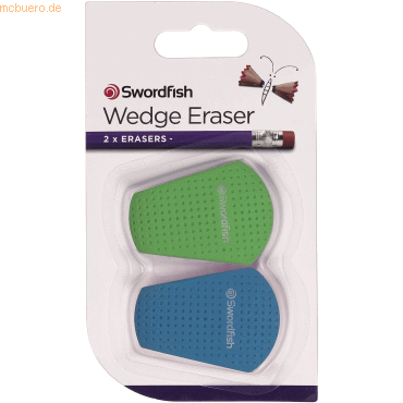 12 x Swordfish Radierer Wedge 46x34mm grün/blau Blister VE=2 Stück 12 x Swordfish Radierer Wedge 46x34mm grün/blau Blister VE=2 Stück von Swordfish