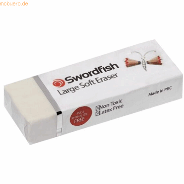 20 x Swordfish Radiergummi groß weich weiß 20 x Swordfish Radiergummi groß weich weiß von Swordfish