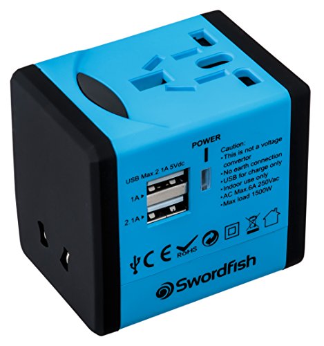 SWORDFISH 40248 USB-Reiseadapter blau von Swordfish