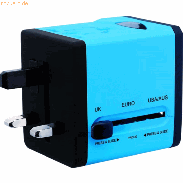 Swordfish Reisestecker VariPlug Doppel-USB universell blau Swordfish Reisestecker VariPlug Doppel-USB universell blau von Swordfish