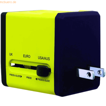 Swordfish Reisestecker VariPlug Doppel-USB universell gelb von Swordfish