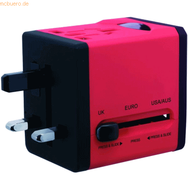 Swordfish Reisestecker VariPlug Doppel-USB universell rot von Swordfish