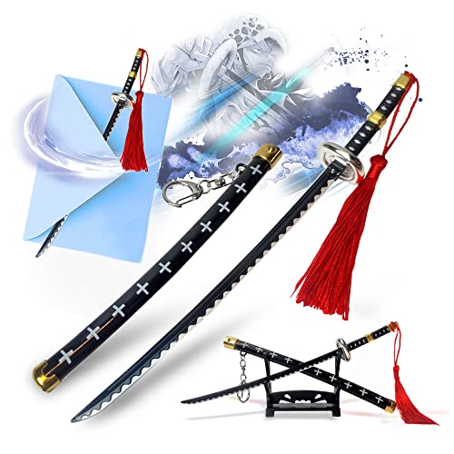 One Piece Schwert – Trafalgar Laws Schwert, Katana Brieföffner mit Scheide und Ständer, Miniatur Schwert aus One Piece, Schlüsselanhänger, Animegeschenk für Fans & Sammler von Swords and more