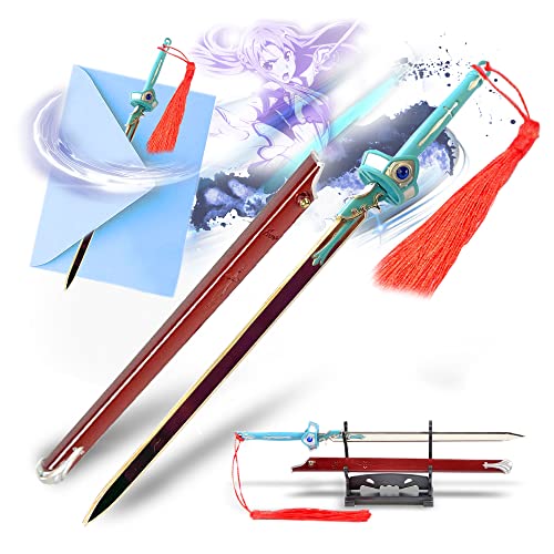Sword Art Online Brieföffner in Form des Schwerts Flashing Light von Yuuki Asuna mit Scheide und Ständer, Hochwertiges Material, Miniatur Schwert, Geschenk für Sammler und Fans von Swords and more
