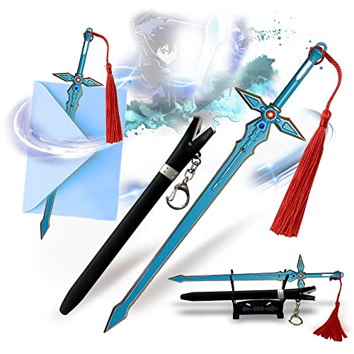 Sword Art Online Kirito Dark Repulser Brieföffner mit Scheide und Ständer, Miniaturschwert, Geschenk für Sammler und Fans von Swords and more
