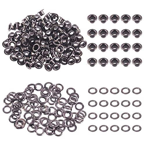 Swpeet 100 Stück – 50 Sets 1/5 Zoll (6 mm) Lochpistole, schwarze Ösen, dicke Metallösen, Ösen-Set, Metallösen, Ösen für die Reparatur von Leinwand, Leder, Vorhängen von Swpeet