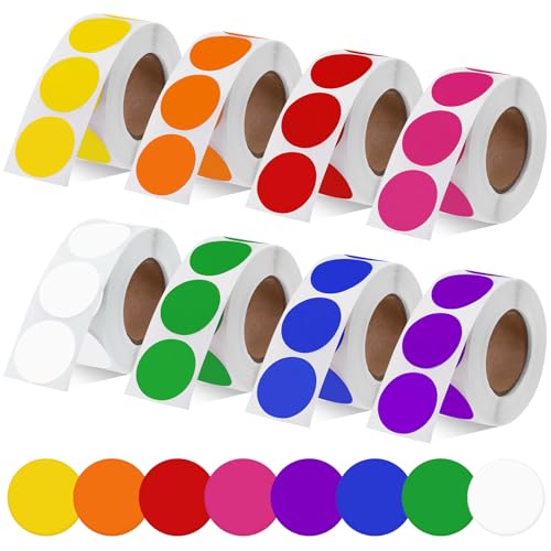 Swpeet 4000Pcs 8 Rollen 1 Zoll Kreis Punkt selbstklebende wasserdichte beständige Aufkleber von 8 lebhaften Farben 500 Etiketten pro Rolle Sortiment Kit, runde farbkodierte Aufkleber für Büro Swpeet 4000Pcs 8 Rollen 1 Zoll Kreis Punkt selbstklebende wasserdichte beständige Aufkleber von 8 lebhaften Farben 500 Etiketten pro Rolle Sortiment Kit, runde farbkodierte Aufkleber für Büro von Swpeet