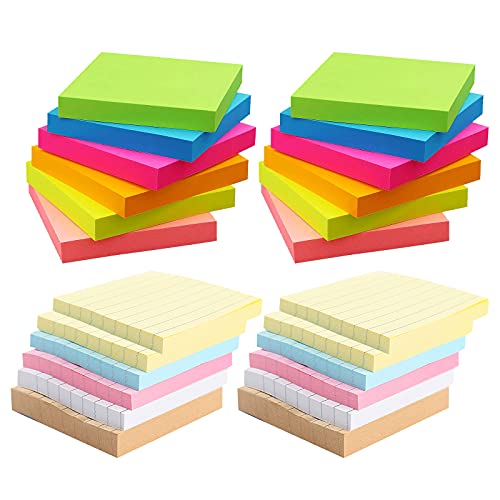 Haftnotizen Bunt, Sticky Notes Selbstklebend Super Sticky Notes, Wiederverwendbare Klebezettel für Büro Schule Zuhause, Notizzettel zum Beschriften & Markieren,76x76mm von Swsdee