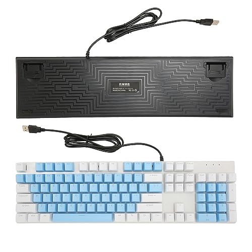 104 Tasten, Kabelgebundene USB Gaming Tastatur, Mechanische Tastatur mit Ziffernblock, Roter Schalter, 28 RGB, 8 Hintergrundbeleuchtungsfarben, Anti Ghosting, Mechanische (Blau von Sxhlseller