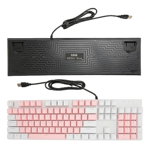 104 Tasten, Kabelgebundene USB Gaming Tastatur, Mechanische Tastatur mit Ziffernblock, Roter Schalter, 28 RGB, 8 Hintergrundbeleuchtungsfarben, Anti Ghosting, Mechanische (Rosa von Sxhlseller