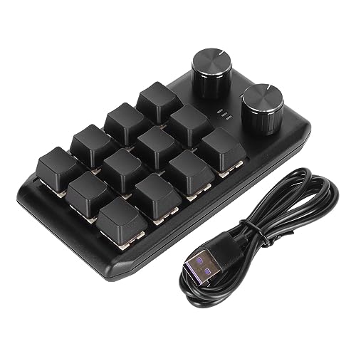 12 Mechanische Tasten, 2-Knopf-Tastatur, Makro-Tastatur für Benutzerdefinierte Programmierung, Mechanische Tastatur mit Rotem Schalter für (Kabelgebundenes USB) von Sxhlseller