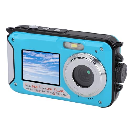 2,7K Unterwasserkamera, 16 facher Zoom, Digitale Action Kamera, Autofokus mit Zwei Bildschirmen, Tragbarer 48 MP Camcorder, Wasserdicht, Zum Schnorcheln und Tauchen (Blue) von Sxhlseller
