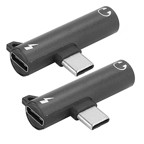 2 Stück 2-in-1-Typ-C-Adapter, USB-C auf 3,5-mm-Kopfhörer- und Ladeadapter, 2-in-1-Typ-C-Audiokabeladapter für Mobiltelefone Vom Typ C(Schwarz) von Sxhlseller