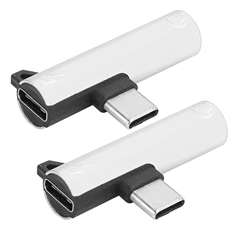 2 Stück 2-in-1-Typ-C-Adapter, USB-C auf 3,5-mm-Kopfhörer- und Ladeadapter, 2-in-1-Typ-C-Audiokabeladapter für Mobiltelefone Vom Typ C(Silber) von Sxhlseller