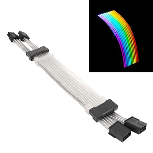 2x8PIN RGB GPU-Kabel, ARGB GPU-Stromverlängerungskabel, Doppeltes LED-Licht, 5V 3PIN ARGB Sync 4-seitig Leuchtendes Stromverlängerungskabel für Computergehäuse von Sxhlseller