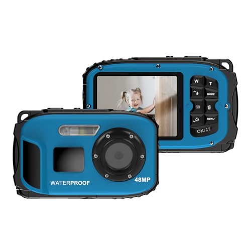 48MP Unterwasserkamera, Automatische Fokus -Digitalkamera mit 630 -mAh -Akku, 2,4 -Zoll -IPS -Bildschirm, Geeignet Zum Schnorcheln Geeignet (Blue) von Sxhlseller