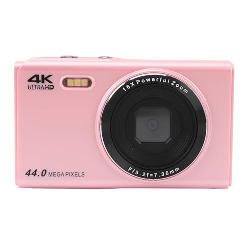 4K Digitalkamera für Fotografie, 44 MP, 16 facher Digitalzoom, Autofokus Videokamera Camcorder mit 2,4 Zoll Bildschirm für Teenager Anfänger, Anti Shake Taschen Kompaktkamera für von Sxhlseller
