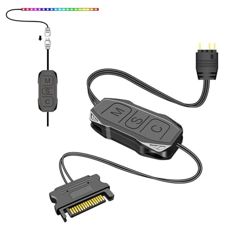 5V 3PIN ARGB-Lüftersteuerung, Manuelle Steuerung von PC-Lüftern, Controller-Kit, S ATA-Netzteil, Lichtstreifen-Fernbedienung für Gehäuselüfter, Lampen, Lichtplatinen von Sxhlseller