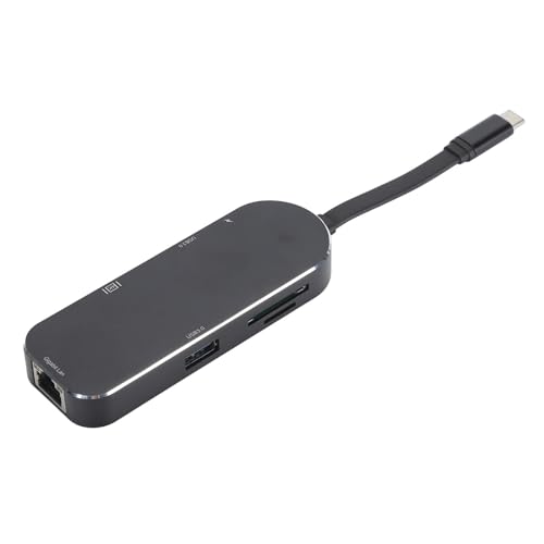 7-in-1-Dockingstation, Typ-C-zu-4K-HD-Display-Schnittstelle, RJ45-USB3.0-PD-Speicherkartensteckplatz, Micro-Kartensteckplatz, USB-Hub, mit Leistungsstarker Funktionalität (Black) von Sxhlseller