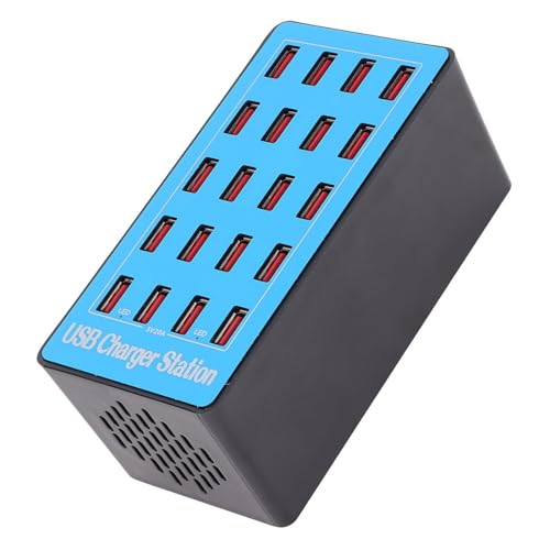 AnwintkA5+ Schnelle USB-Ladestation mit 20 Anschlüssen – 5 V 20 A 100 W USB-Hub-Ladestation mit 50-Grad-Lüfter für Telefon-Tablet (EU-Stecker) von Sxhlseller