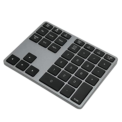 Bluetooth-Nummernblock, Wiederaufladbarer Aluminium-Nummernblock mit 35 Tasten, Schlanke Externe Nummernblock-Tastatur für Laptop, Desktop, Tablet, Surface Pro von Sxhlseller