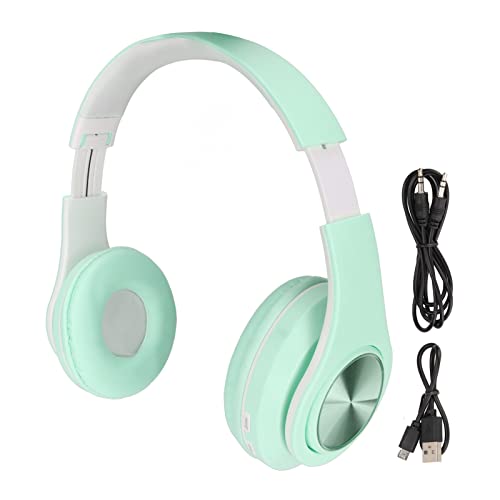 Bluetooth Over Ear Headset, Faltbarer Kabelloser Kopfhörer mit Buntem Licht, Stilvoller Bluetooth-Kopfhörer mit Rauschunterdrückung für Telefon, Laptop, Tablet(Grün) von Sxhlseller
