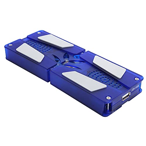 Computer-Kühlkissen Faltbarer USB-Kühlhalter mit Nabe Geräuscharmer Lenkungslüfter mit Hub 2-Lautsprecher 2 Blaue LED-Lichtanzeige Effektive Wärmeableitung Tragbar von Sxhlseller