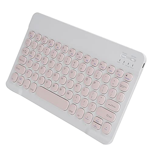 Drahtlose -Tastatur Im Scherenstil, Tragbar, Ultradünn, Leise Tasten, Schnelles Tippen, Wasserdichtes Tablet, Smartphone, Computerzubehör, Gutes Handgefühl, Runde Kappe, 10 Zoll (Rosa) von Sxhlseller