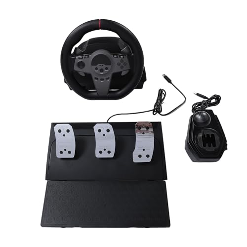 Echtes Force Feedback Lenkrad, PC Lenkrad mit Pedalen und Schalthebeln, Dynamisches LED Feedback, 270 Grad Rennen für PC, mit Schalter von Sxhlseller