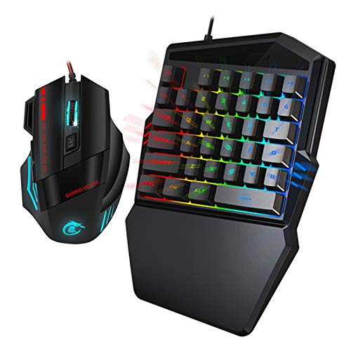 Einhändige Gaming-Maus-Tastatur-Kombination, LED-Farbhintergrundbeleuchtung 5500DPI, Einstellbares Ergonomisches Design oder Win/Android/OS X von Sxhlseller