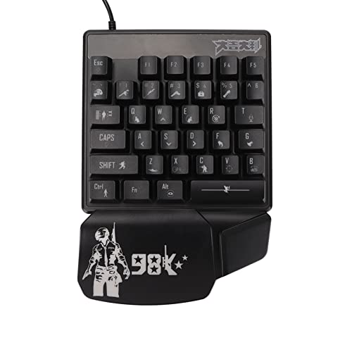 Einhand Gaming Tastatur, 35 Tasten LED Leuchtende Mechanische Einhand Tastatur, Ergonomisches Design, Schwarze USB Kabel Gaming Tastatur, für E Sport Spiele von Sxhlseller