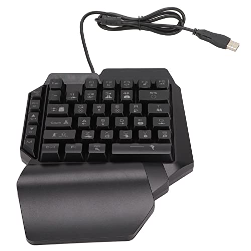 Einhand-Gaming-Tastatur, 39 Tasten, Leuchtende, wasserdichte -Gaming-Tastatur, Einhändiges, Ergonomisches Design, rutschfeste Mechanische USB-Tastatur, für Spiele von Sxhlseller