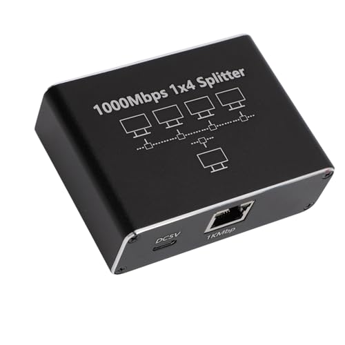 Ethernet Splitter, 1000 Mbit/s Hochgeschwindigkeits LAN Switch Netzwerkadapter mit Typ C Netzteil, Aluminiumlegierung für Cat 8 7 6 Geräte von Sxhlseller