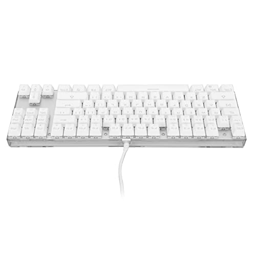 Gaming-Tastatur, 87 Tasten Kabelgebundene Tastatur RGB-Hintergrundbeleuchtung, Ergonomische Tastatur Transparente Rückseite, Weiße Tastatur, Tastatur für Gamer und Schreibkräfte (Roter Schalter) von Sxhlseller