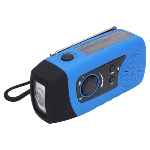 Handcrank Emergency Radio, Tragbares Solarradio mit LED Taschenlampen- und Telefonladegerät, FM Weather Radios for Survival, USB Laded & Solar Power für Outdoor Camping (Blue) von Sxhlseller