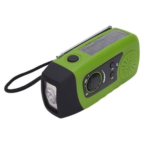Handcrank Emergency Radio, Tragbares Solarradio mit LED Taschenlampen- und Telefonladegerät, FM Weather Radios for Survival, USB Laded & Solar Power für Outdoor Camping (Green) von Sxhlseller