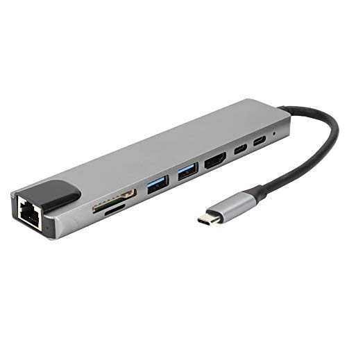 Hub-Adapter, 8-in-1-Hub-Typ-C-zu-HDMI-RJ45-PD-USB-Dockingstation Typ-C-Hub-Splitter-Konverter-Adapter Kompatibel mit 1080P, 720P Hub-Adapter, 8-in-1-Hub-Typ-C-zu-HDMI-RJ45-PD-USB-Dockingstation Typ-C-Hub-Splitter-Konverter-Adapter Kompatibel mit 1080P, 720P von Sxhlseller