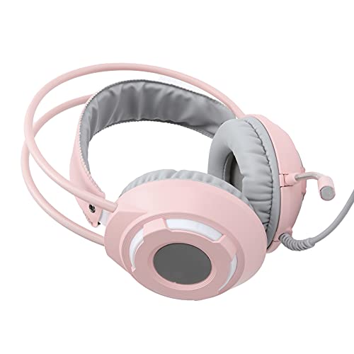 Kabelgebundenes Headset Over-Ear Noise Cancelling Gaming-Kopfhörer mit 3,5-mm-Schnittstelle AX120 Komfortable Ohrpolster Stilvoll für Den Online-Unterricht mit Einem Empfindlichen Mikrofon (Rosa) von Sxhlseller