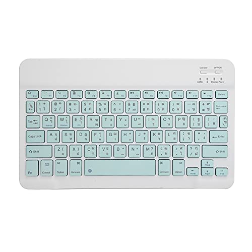Kabellose Bluetooth-Tastatur 10 Zoll Schreibmaschine Rutschfestes Bedienfeld, Leise Tasten Wasserdicht Tragbar Ultradünn, für Smartphones, Tablets, Laptops(Thai-Hellgrün) von Sxhlseller