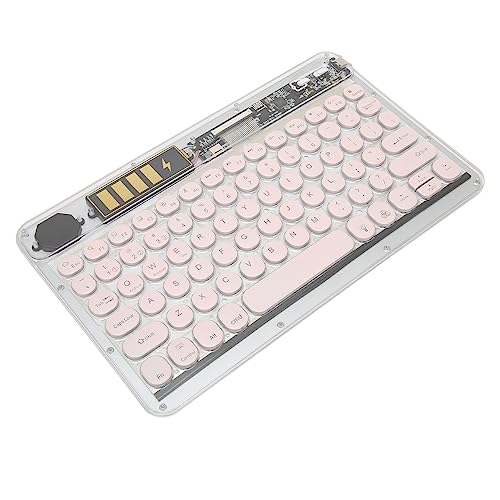 Kabellose Tastatur 10 Zoll, Bluetooth 3.0 Tastatur, Transparente Acrylabdeckung, Leise und Langlebig, Tragbare, Schlanke Tastatur, Kompatibel mit Android Win IOS für (Rosa) von Sxhlseller
