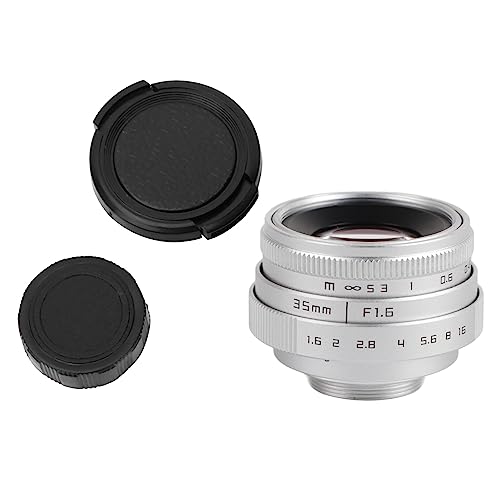 Kameraobjektiv, 35 mm F1.6 CCTV C-Mount Manuelles Digitales Objektiv mit Fester Apertur für NEX, M4/3, FX(Silber) von Sxhlseller
