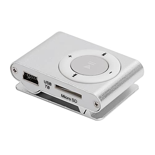 MP3-Musik-Player-Set, Tragbarer Digitaler Musik-Media-Player, -MP3-BackClip-Player mit Kopfhörer und USB-Kabel, Leichter -MP3 (Silber) von Sxhlseller