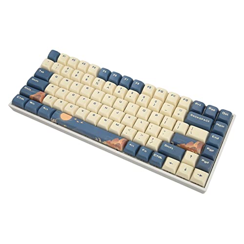 Mechanische Gaming-Tastatur, 84-Tasten-mechanische RGB-Tastatur, modische tragbare blau-weiße Landschaftsmalerei 2,4 G USB-Verbindung Mechanische Tastatur (Roter Schalter) von Sxhlseller