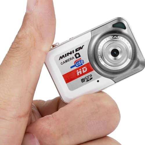 Mini Camcorer für Vlogging, HD Videokamera, Kleine Daumenkamera mit Schlüsselanhänger und Bewegungserkennungsfunktion Als Geschenk für Kinder (Silber-Grau) von Sxhlseller