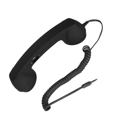 Sxhlseller Retro-3,5-mm-Telefonhörer, Strahlungssicherer Handy-Empfänger, Mikrofon-Mikrofon-Lautsprecher, Vintage-Telefonhörer für Mobiltelefone, Smartphones, mit USB C (Black) von Sxhlseller