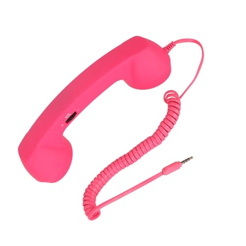 Retro-3,5-mm-Telefonhörer, Strahlungssicherer Handy-Empfänger, Mikrofon-Mikrofon-Lautsprecher, Vintage-Telefonhörer für Mobiltelefone, Smartphones, mit USB C (Pinks) von Sxhlseller